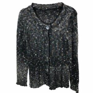 BCBG | Women's Black Long Sleeves Button Front Cardigan Sweater Size Medium